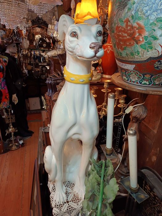 Escultura Italiana Galgo Cerâmica