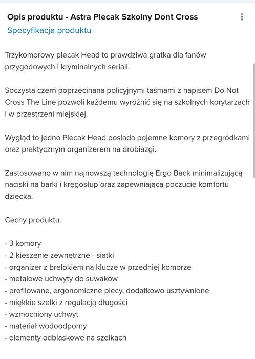 Plecak do szkoły czarny