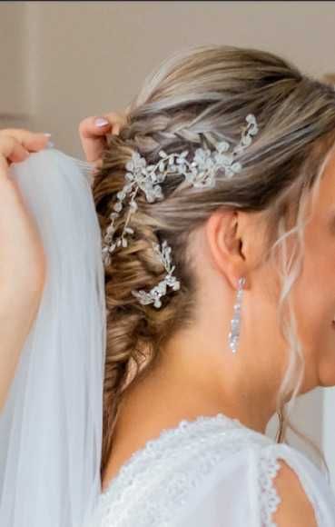 srebrna opaska ślubna diadem wężyk Novia Blanca