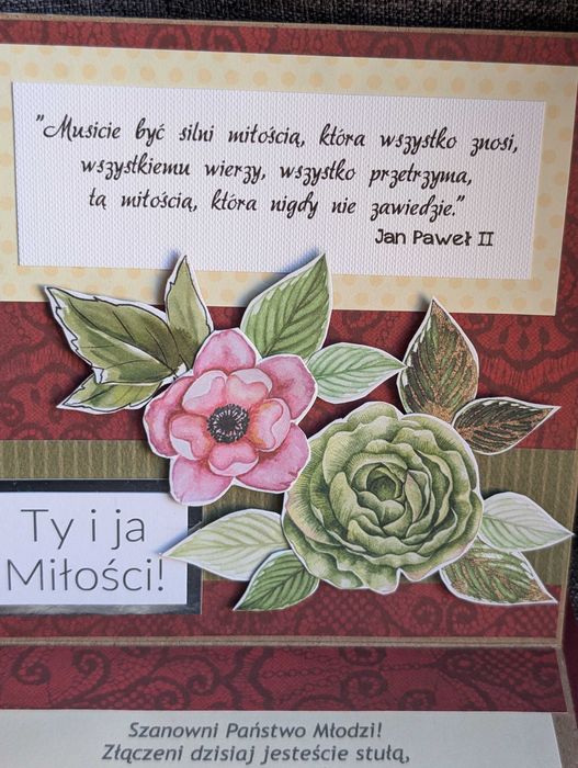 Kartka ślubna z życzeniami z kopertą