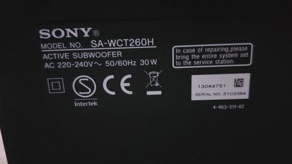 Sony HT-CT260H – Soundbar + Subwoofer Sem Fios