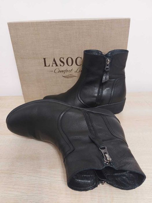 Botki czarne skórzane 36 Lasocki skóra naturalna kozaki