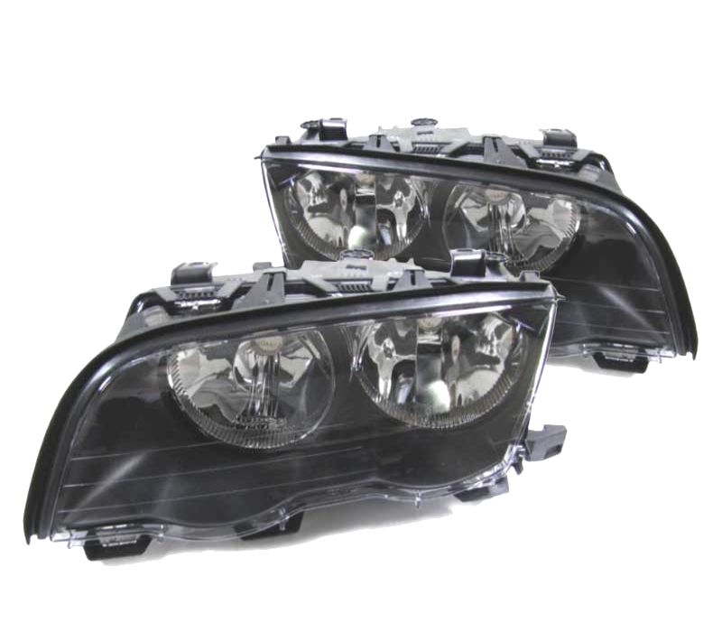 FARÓIS BMW E46 4 PORTAS 98-01 FUNDO NEGRO