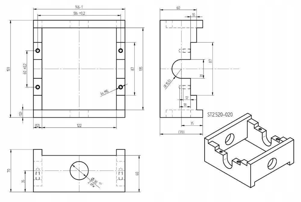 Siłownik cylinder tłok 520 mm przyczepy D-35 Z GNIAZDEM [7194]