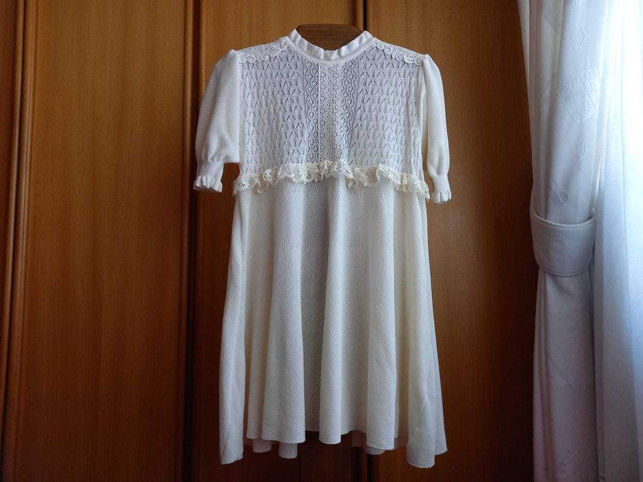(NOVO C/ ETIQUETA, PORTES GRÁTIS) ZARA: Vestido Malha Pointelle Renda