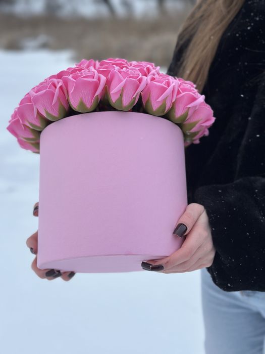 Мильний букет 51 рожева троянда, подарунок на 14 лютого