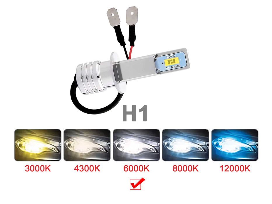 Lâmpadas de LED H4 - H7 - H1 (DC 12-24V 80W 6000K 20000LM)