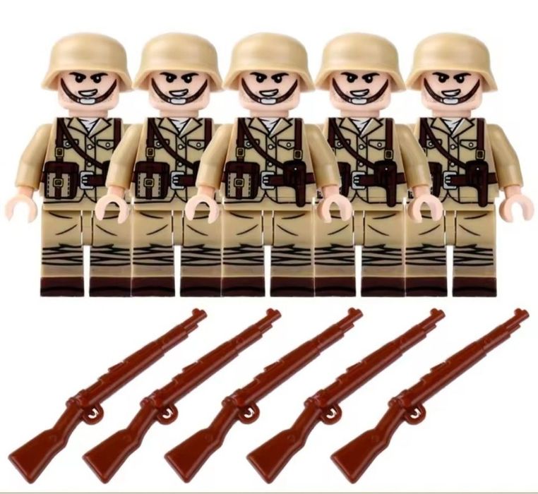Klocki żołnierze francuscy II Wojna Światowa 5 sztuk z bronią kompatybilne z Lego żołnierze