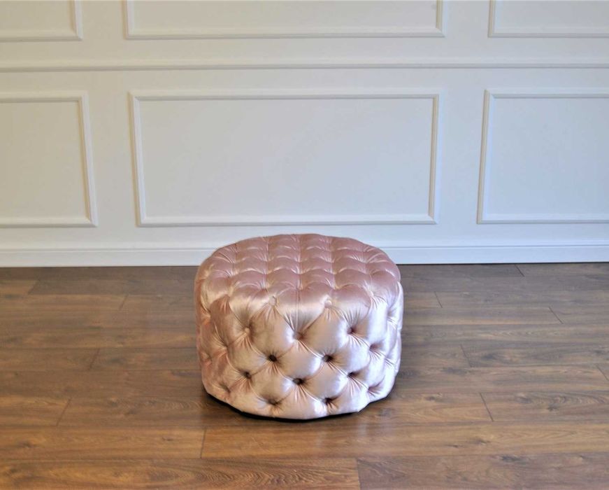 Pikowana Sofa Chesterfield Glamour Pudrowy Róż 3-osobowa