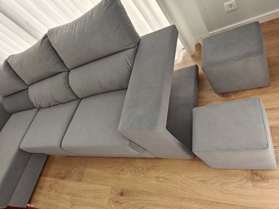 Sofá Luna 3 lugares + chase esquerda Cinza