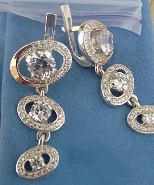 СЕРЬГИ серебро + золото
