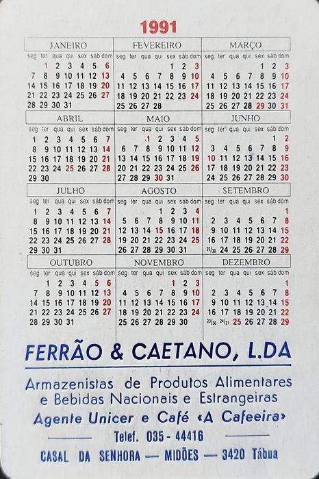 Calendários de Bolso