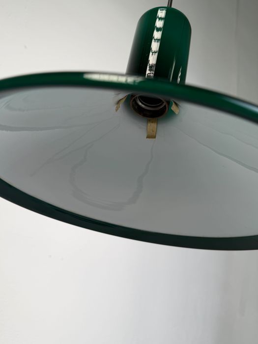 Ciemnozielona, szklana lampa wisząca Holmegaard P&T, projekt Michael Bang