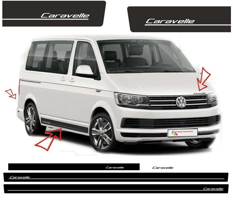 Pasy zestaw naklejek VW Caravelle t4 t5 t6 multivan naklejki