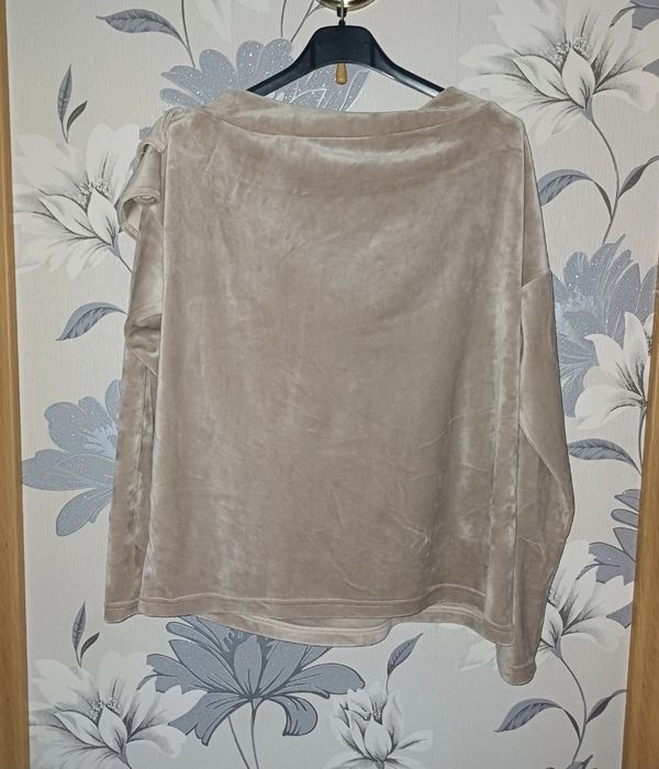 Bluza welurowa beżowa Balanciaga