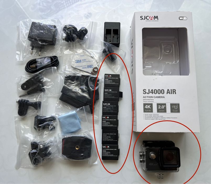 SJCAM 4000 Air 4K екшин камера + 6 батарей