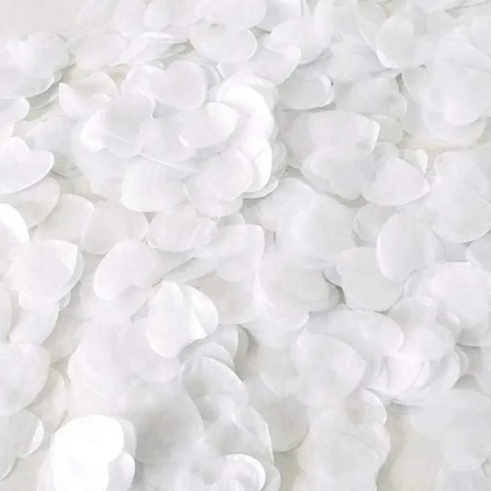 Весільні білі серця з рожевими блискітками,1500шт. для фото святкувань