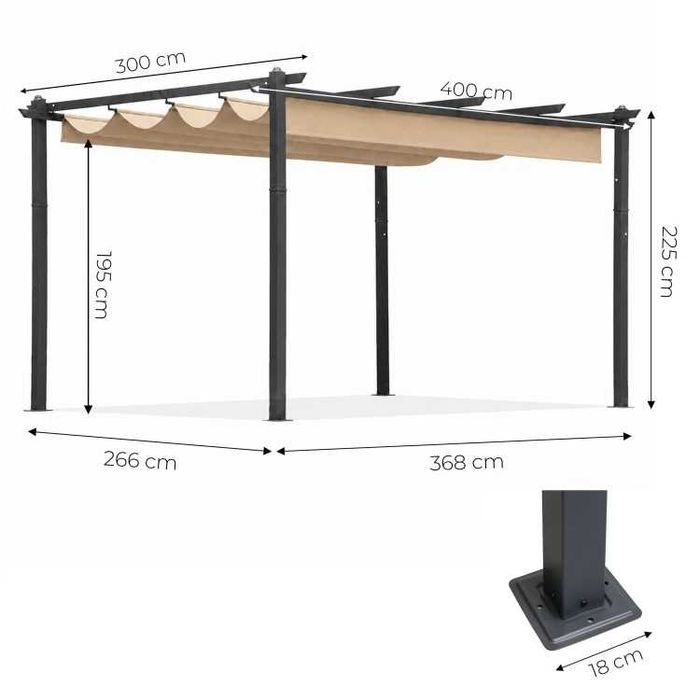 Pergola 3x4 zadaszenie ogrodowa altana pawilon Parasol do ogrodu daszek