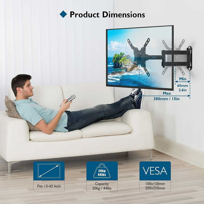 Uchwyt ścienny BONTEC TV OLED LED o przekątnej 13–43 cali 360°