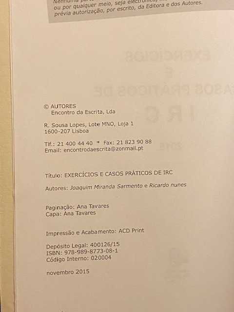 Joaquim Miranda Sarmento - Exercícios e Casos Práticos de IRC