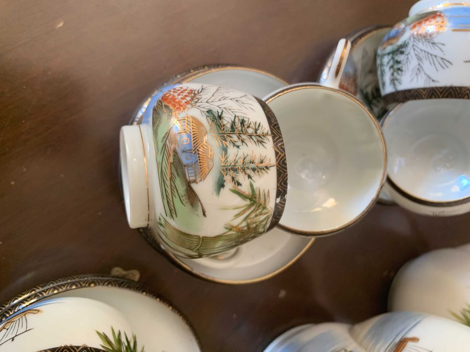 Serviço de Café Chinês Antigo, Casca de ovo – Pintado à Mão