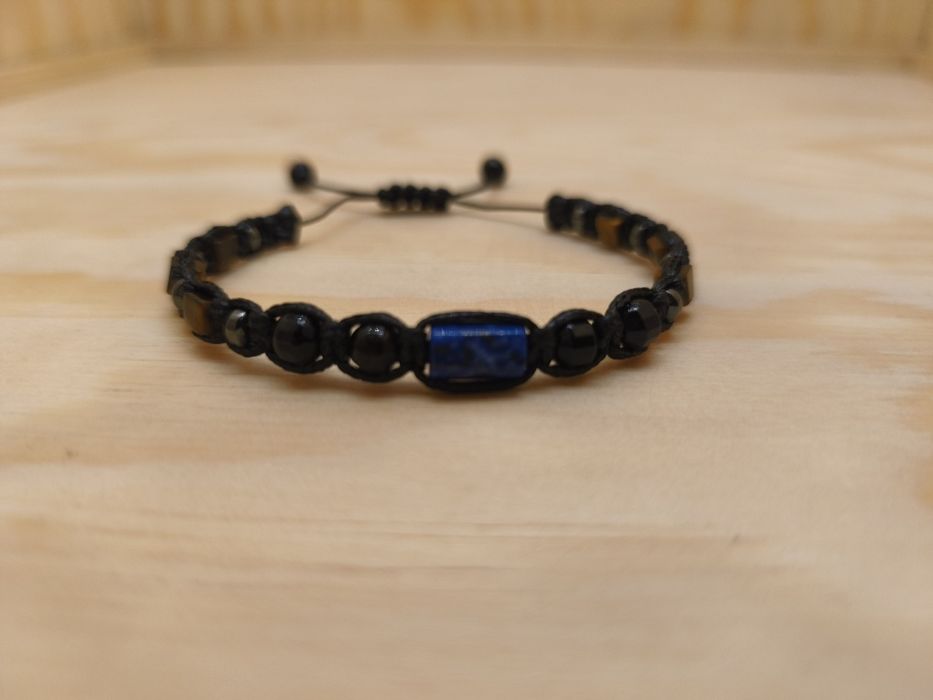 Bransoletka męska z kamieni naturalnych | lapis lazuli onyks