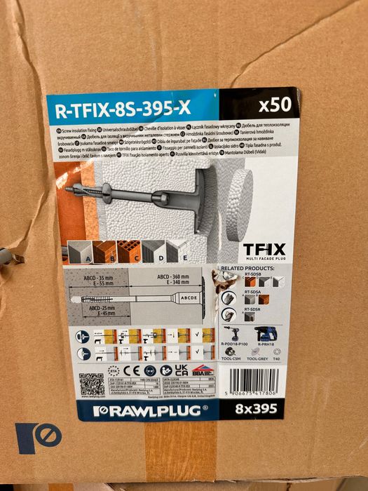 Kołek do styropianu  z wkręcanym trzpieniem metalowym 8- 395 mm