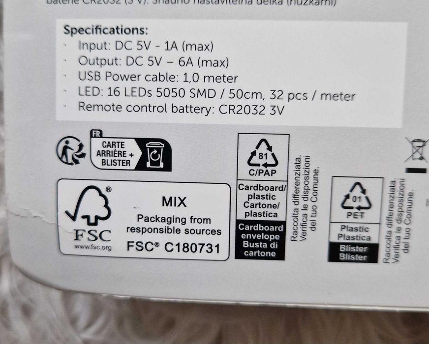 Pasek świetlny led USB 2x50cm Nowy z pilotem