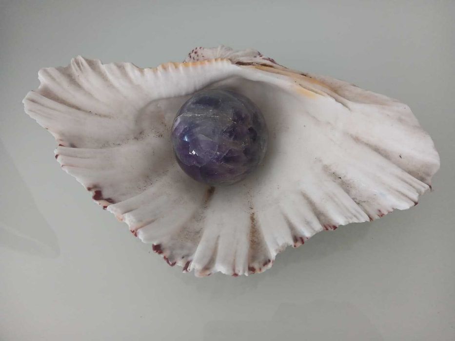 Concha Natural com Bola de Ametista Polida