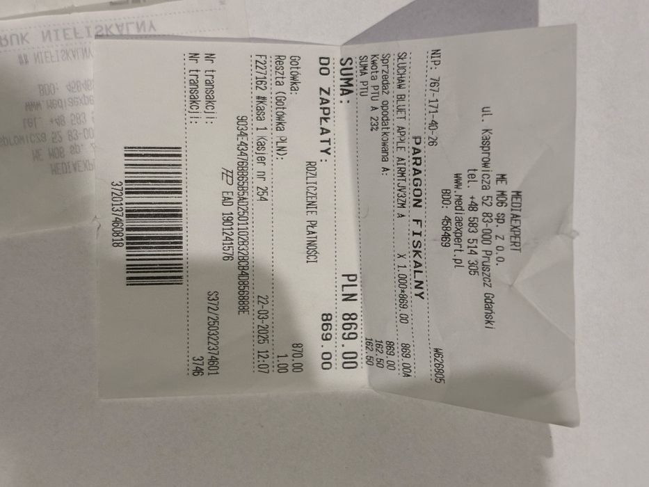 Oryginalne Pudełko Air pods 2 pro ANC