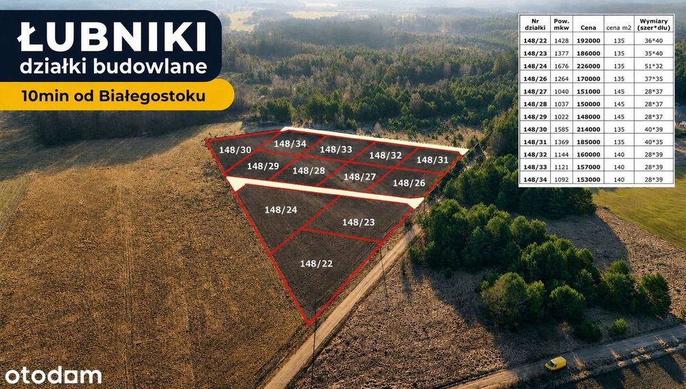 Działka budowlana 1144m² z WZ | ŁUBNIKI, gm. Zabłudów, 10km Białystok