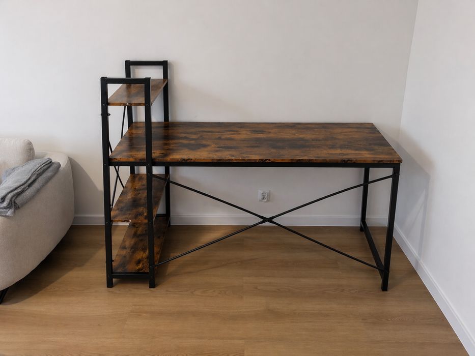 Biurko loft z regałem – styl industrialny 120x60