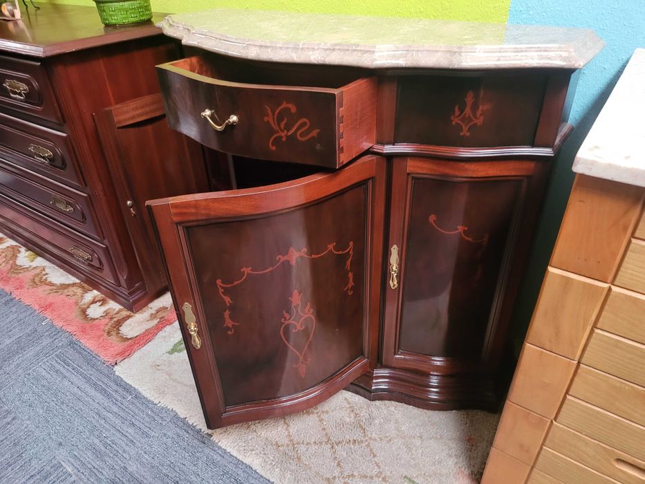 Consola em madeira com tampo em pedra - óptimo estado geral