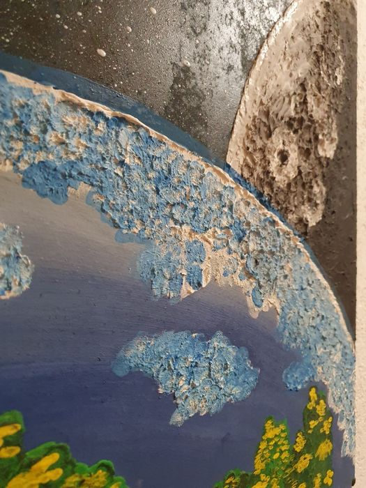 Картина маслом на фанере рельефная