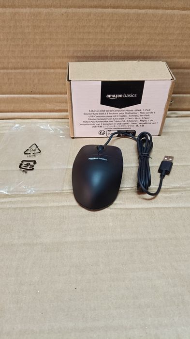 Amazon Basics - Mysz optyczna z 3 przyciskami  portem USB Windows  Mac