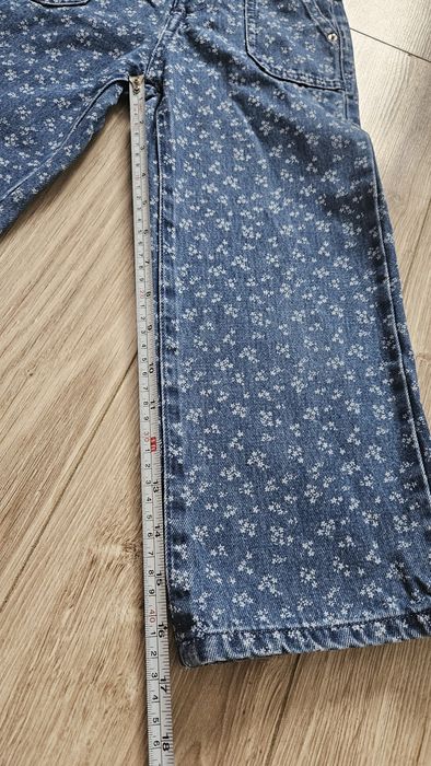 Jeansy Zara cullotte szerokie spodnie w kwiatuszki regulacja w pasie