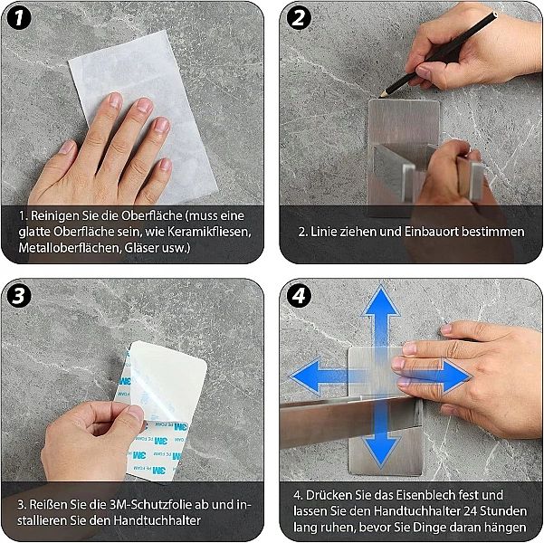 Wieszak na ręczniki podwójny chrom łazienka bez wiercenia na ścianie 3