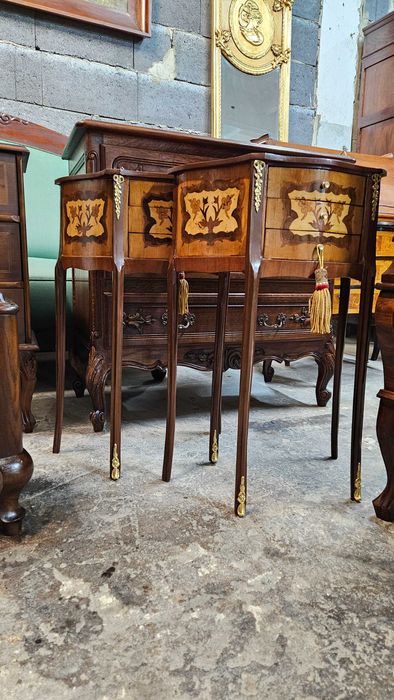 Piękna Szafka Komplet Intarsja Ciekawa forma Aukcja 2 szt .