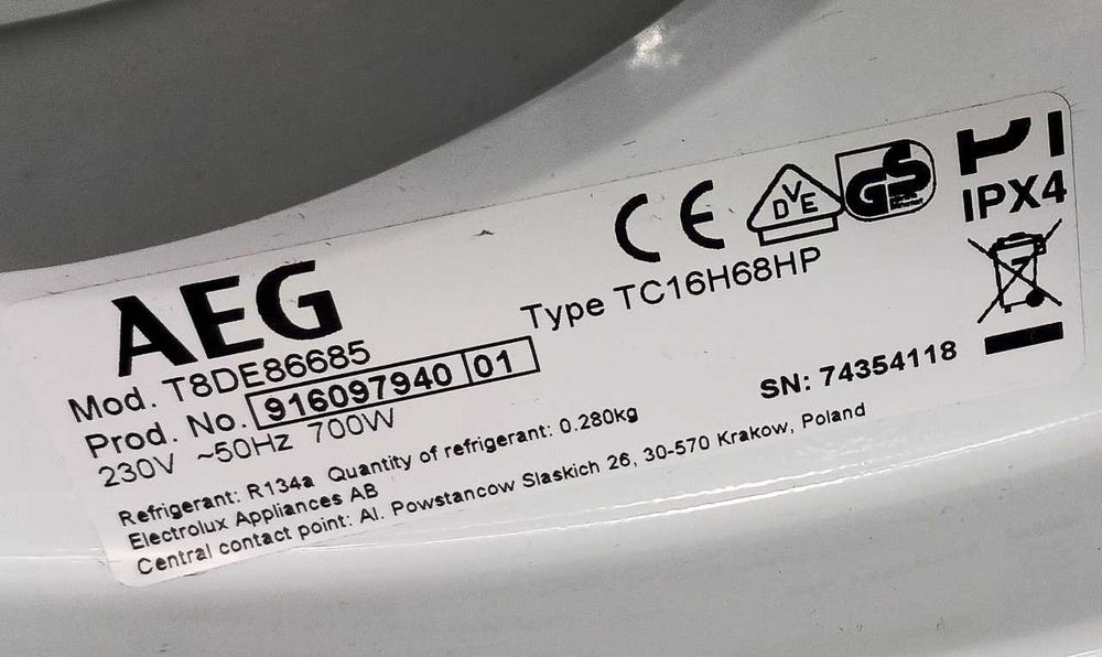 Сушильна машина AEG T8DE86685 сушіння тепловим насосом  А+++