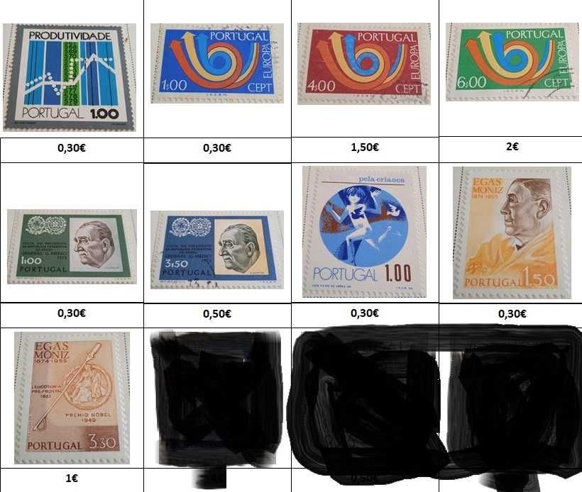 Vários Selos de Portugal 1966 a 1975