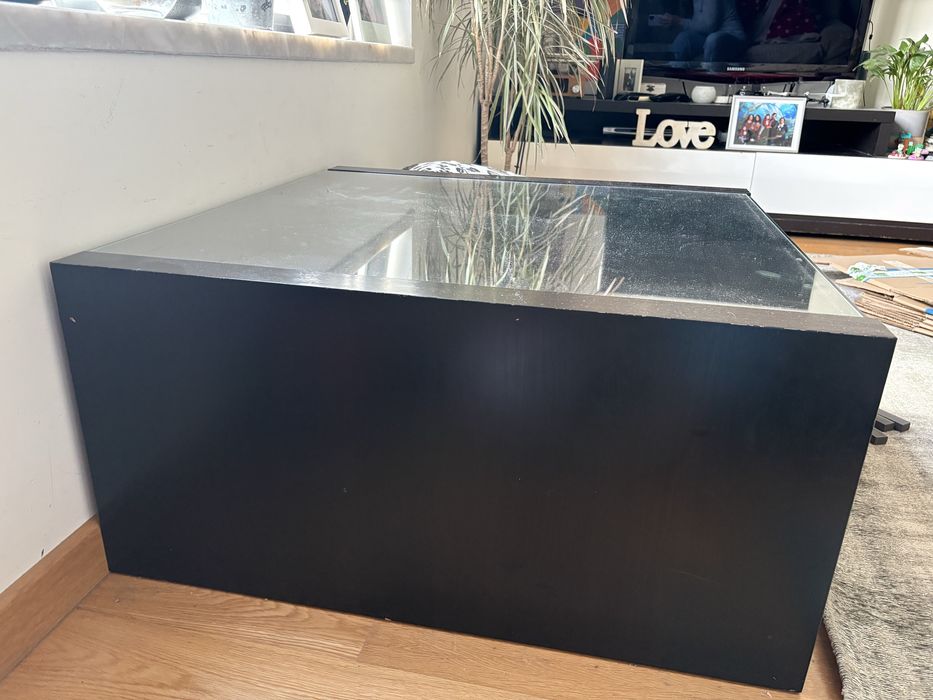 Mesa de centro de sala wangue e vidro