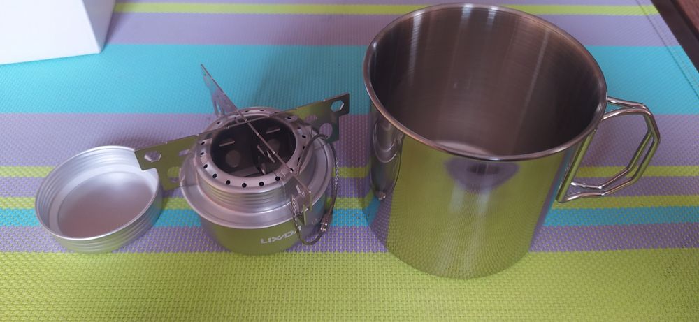 Mini zestaw kuchenka+ stojak+kubek-Nowe