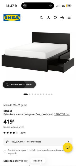 Cama de Casal ikea 200x180