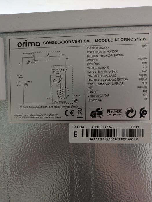 Arca congeladora Vertical ORIMA