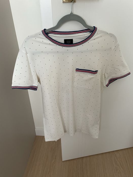 Elegancka, biała koszulka, t-shirt w kropki Medicine S