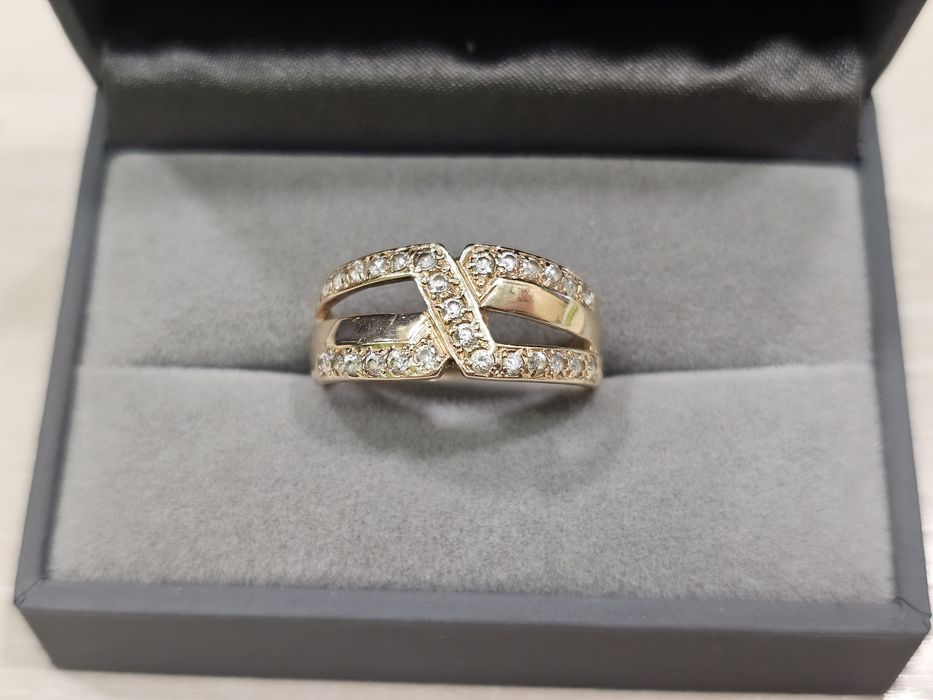 Złoty pierścionek duży rozmiar WTOPIONE oczka WZÓR PR 585