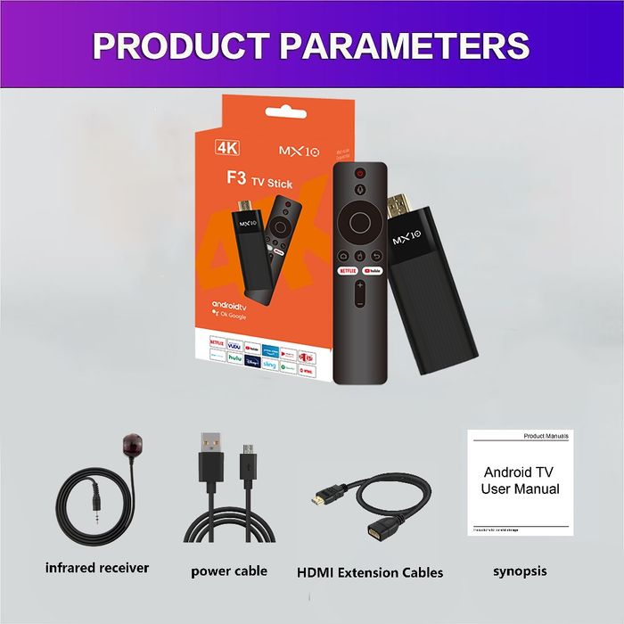 Смарт ТВ стік Android TV MX10 F3 Android 13 Allwinner H313 Wi-Fi 6 (2G