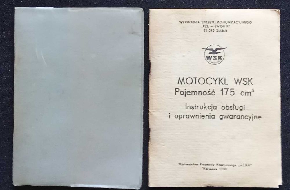 Oryginalna instrukcja WSK 175 karta gwarancyjna M21W2 + etui Kobuz