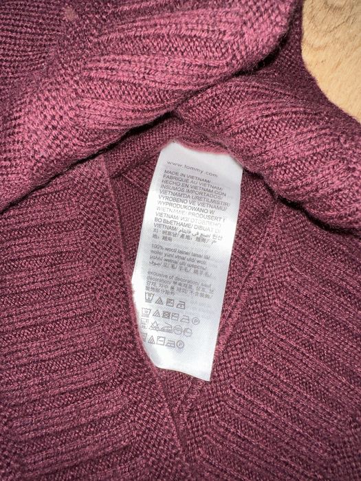 Женский шерстяной свободный свитер Tommy Hilfiger !Оригинал,бургунди