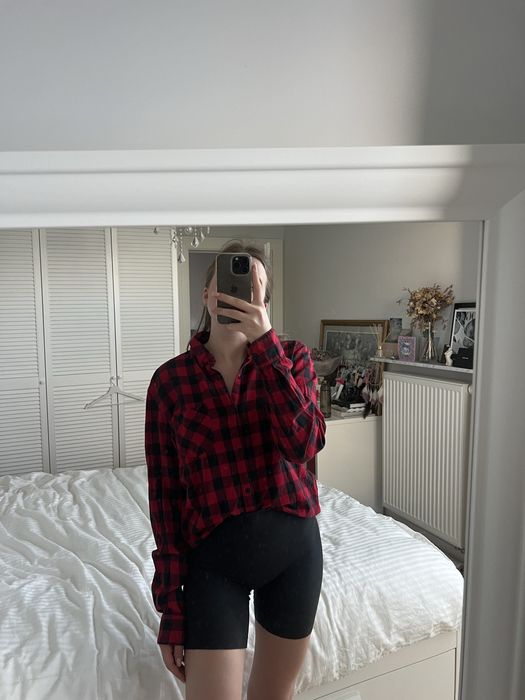 Koszula w krate S/M Pull&Bear czerwono czarna y2k unisex bluzka